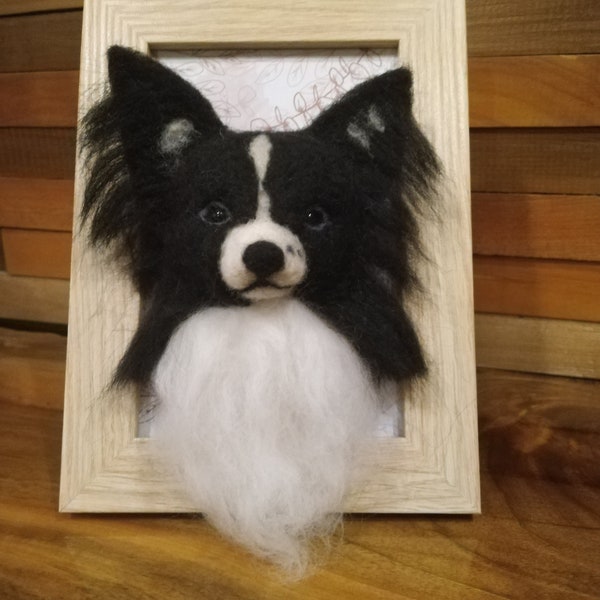 3D pet portrait Custom dog portrait Realistic pet in frame Dog in frame Needle felt dog replica Felted dog portrait in frame Pet memory gift