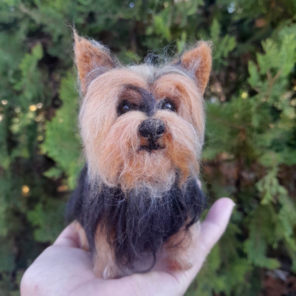 Réaliste Yorkie Pet clonage Yorkie réplique Aiguille feutre Yorkie terrier Pet mémoire cadeau Souvenir Chien sculpture Figurine chien réaliste