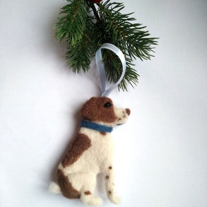 Needle felted dog ornament Felted American Brittany Felted dog miniature Dog replica Dog's Mom gift Christmas ornament Custom dog cloning