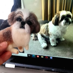 Custom Shih Tzu replica Soft Dog ornament Felted pet miniature Pet memory gift Dog parents gift Shih Tzu figurine Dog broosh Pet lovers gift