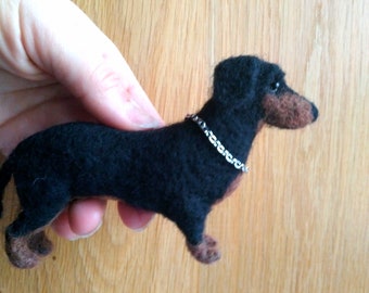 Needle Felted Dachshund Ornament, Dachshund Miniature Pet