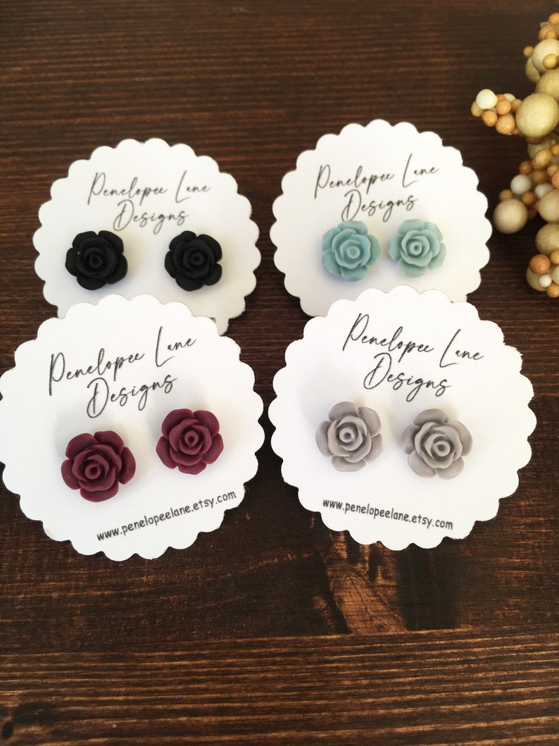 Bridesmaid Earrings Flower Girl Earrings Maid of Honor Earrings 12mm Hypoallergenic Matte Rose Earrings Stainless Steel Earrings