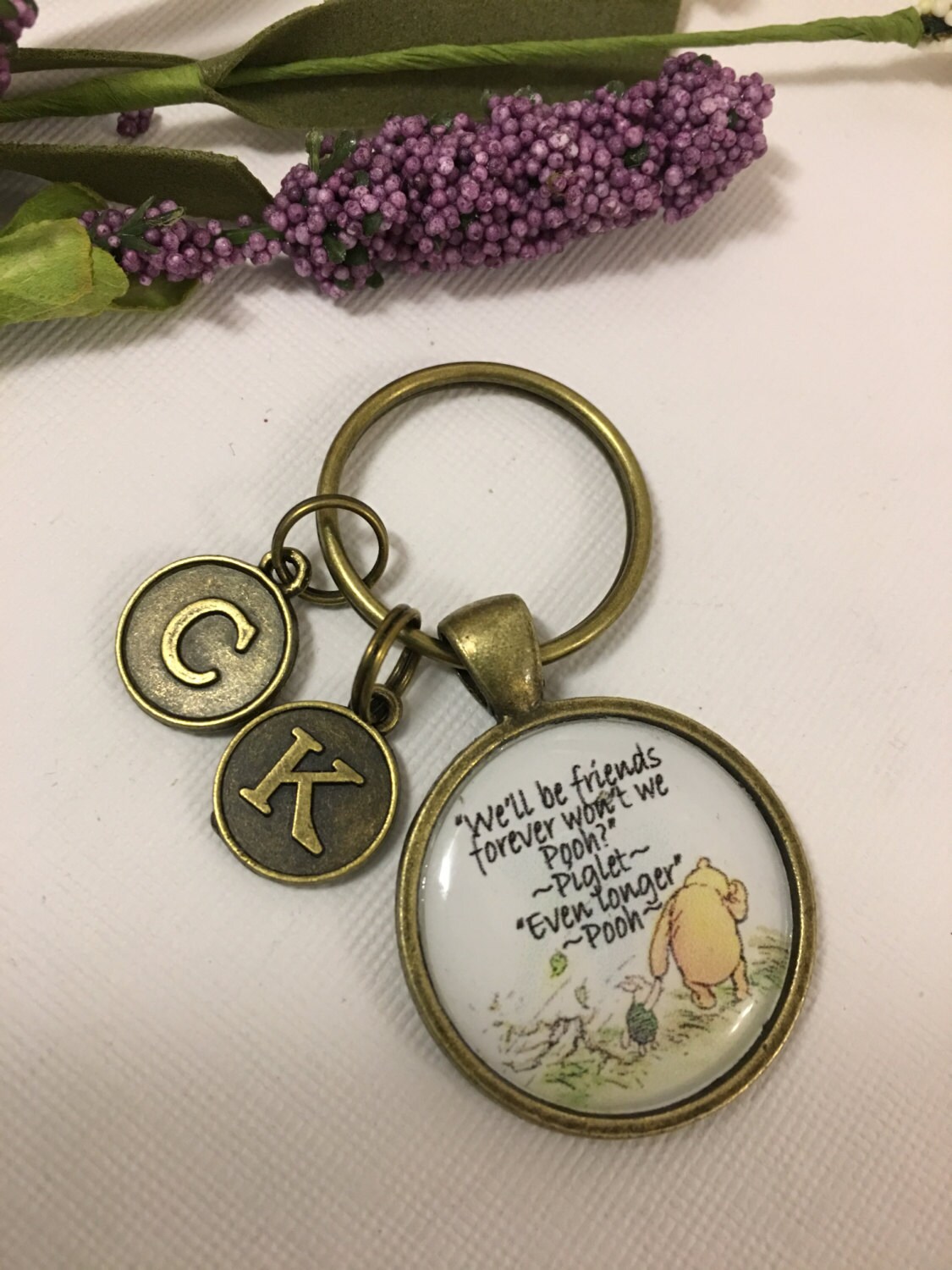 Winnie and Me Personalized Initial Keychain