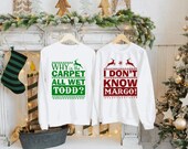 Todd and Margo ugly Sweatshirt Ugly Sweater Why 39 s the carpet wet Todd I don 39 t know Margo Couple Christmas Sweatshirt Christmas Vacation