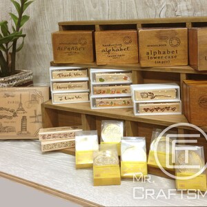 Number stamp 28 PCS rubber letter stamps set ,vintage alphabet stamp set in Wooden Box image 6