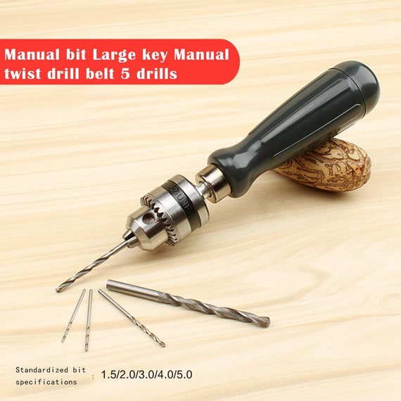 Professional Hand Drill With 5 Pcs 1.5mm to 5mm Drill Bit Set Manual Punch  Drill, Polymer Clay, Wood, Plasic Drill Tools AD 