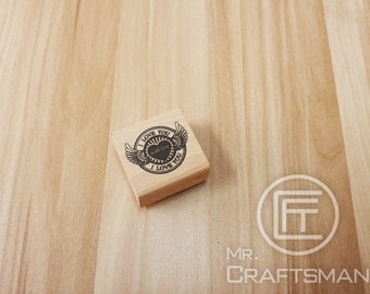 Small Flying Heart Wooden Rubber Stamp