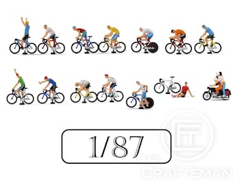 1/87 HO Scale 15pcs Different Poses Bike Bicycle driving Model Figure set cycling landscape model layout scenery DIY miniature model  (AD)