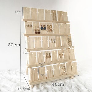 Solid wood pinewood table top bracelet earrings shelf doll trapezoidal display stand (Slim ver) DIY kits (Self-assembly)