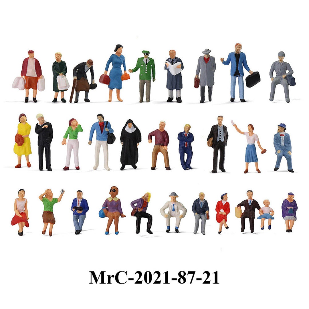 1/87 HO Scale, 30pcs of Miniature Figures, Standing & Seating Passenger  People Painted Figures Model City Landcape, Metropolis Citizen AD -   Canada