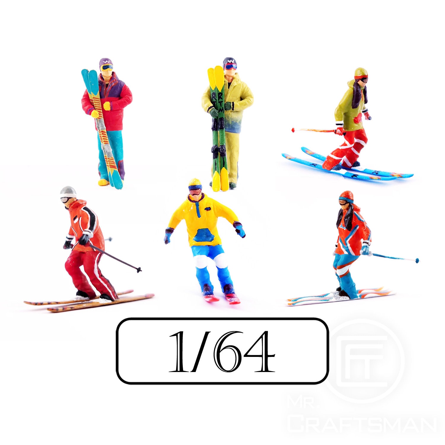 Figurines de ski miniatures peintes à la main 1/64, mise en page de micro  paysage de scène de table de sable, ornement de H