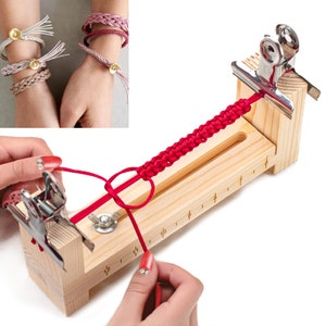 Free Shipping Diy Tool Bracelet Woven Workbench Length Adjustable Manual Wooden shelf, Rope Diy knitting accessories, Jewelry Making Tool.