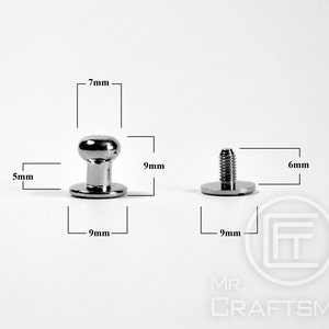 new 10 set of 7mm Head Button Stud Screwback Stud image 3