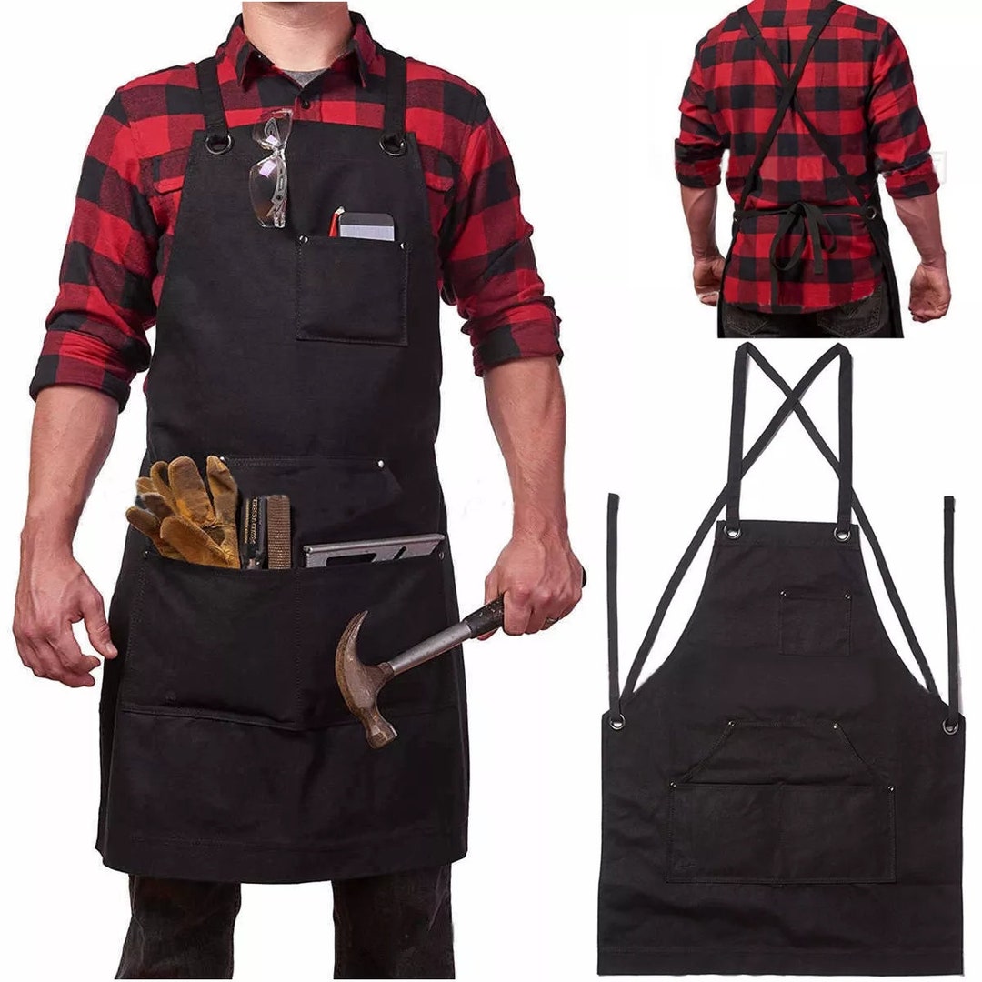 Heavy Duty Waxed Canvas Work Apron Large Pocket Fits All Size Etsy