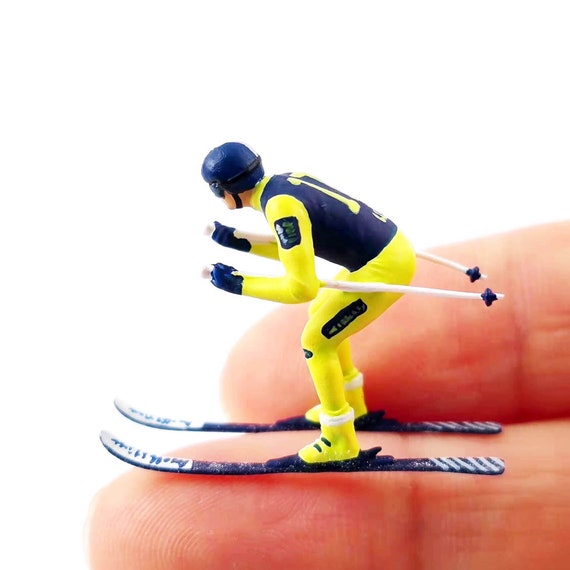 Lot of 3 Aluminum Miniature Skiers. Figurines. Skiing, Winter Sports, 