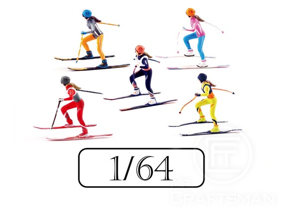 1:64 Mini Female Ski Sports Scene Detail Hand Painting Figurine