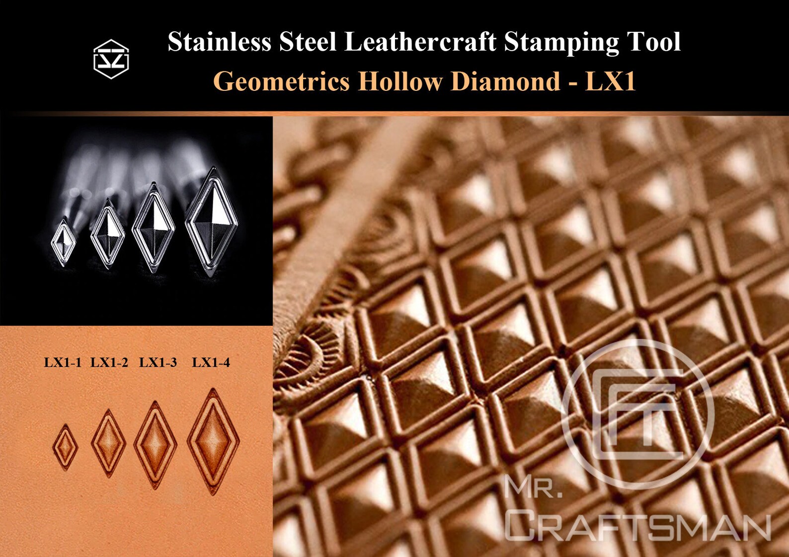 SZ LX1 Geometrics Hollow Diamond Leathercraft Carving Pattern Etsy