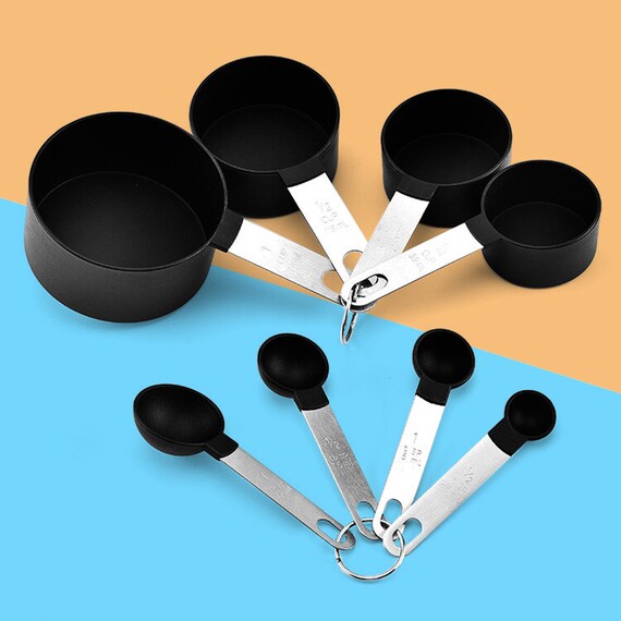 4Pcs Stainless Steel+PP Measuring Cups Spoons Kitchen Baking Cooking Tools  Set