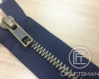 5pcs de 10" Navy Blue couleur Ykk Antique Brass Metal Zipper
