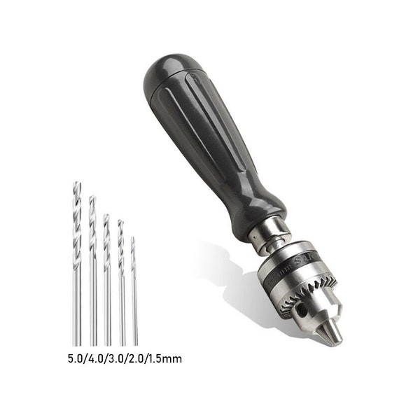 Professional Hand Drill With 5 Pcs 1.5mm to 5mm Drill Bit Set Manual Punch  Drill, Polymer Clay, Wood, Plasic Drill Tools AD 