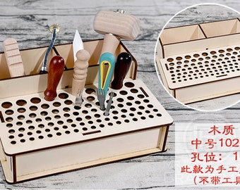 Wooden Leather Crafts Tools Holder 103 slots / Tools stand / organizer (BG)