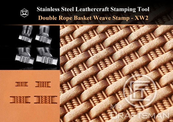 SZ XW2 Double Rope Basket Weave Leathercraft Carving Pattern Stamp,  Leathercraft Carving, Leather Stamping Tool, 304 Stainless Steel AD 