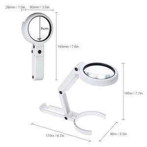 Travel Magnifier LED Lamp 3 PHASE Craft Light, Movable Task Light, Portable  and Flexible, Tol1042 