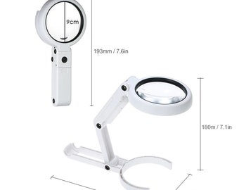 EasY Magnifier Large Magnifying Glass 2X Hands Free with LED Light and  Stand; Spot Lens 4X; Lighted Desktop Loupe for Reading Jewelers Magnify  Glasses