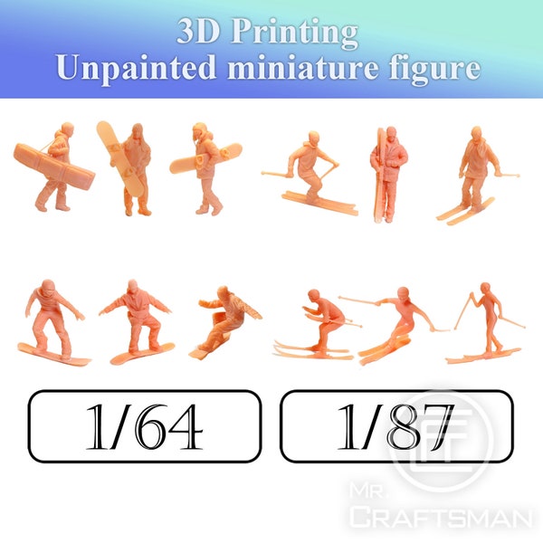 1/64 et 1/87 Mini scène de sport de ski Impression 3D Figurine non peinte statique Paysage Mise en page du modèle Paysage Diy Miniature Dioramas Affichage