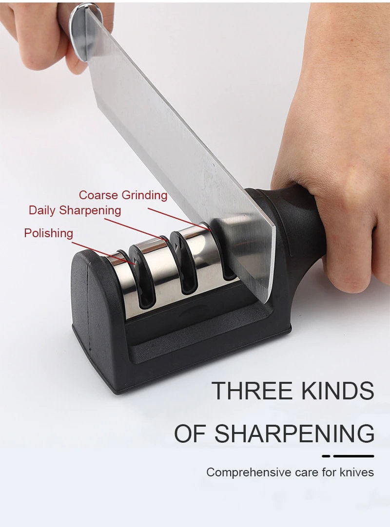 3-Stage Kitchen Knife Sharpener,Professional Knife Sharpening Tool to  Restore Non-Serrated Blades Quickly，Helps Repair, Restore and Polish Blades