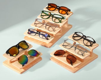 Sunglasses wooden Staircase Stand, Glasses Display, Jewelry Holder Bracelet Watches Product Display Showcase, Storage Case 2 3 4 Layers