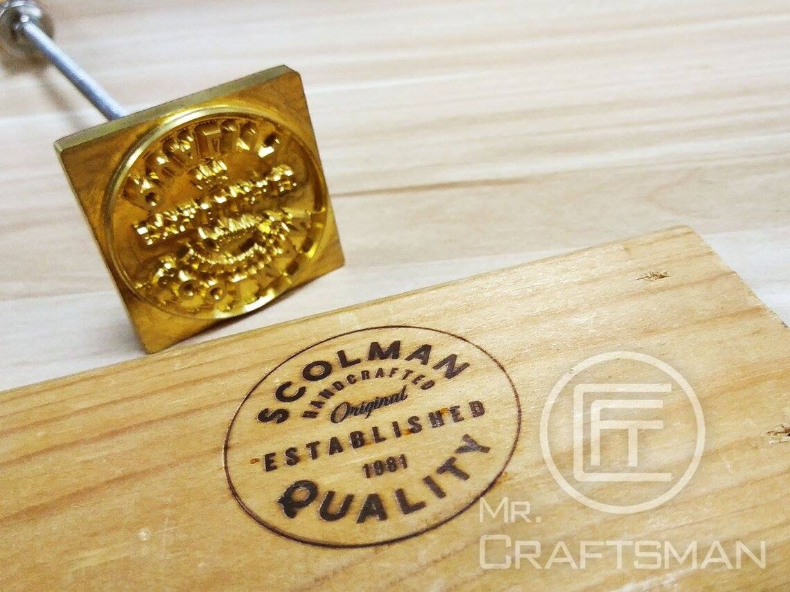 Custom made brass stamp with heat Branding Handle tool Wood Etsy