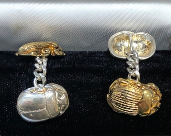 Vintage sterling silver Scarab cufflinks