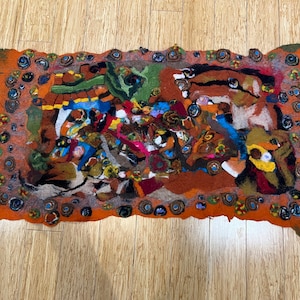 Large felted artwork with amazing details and colours 100 x 50cm