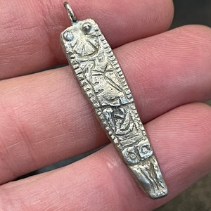 Sterling silver pendant - Anglo saxon strap end zoomorphic