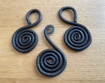 Hand-forged curled pendants or key ring fob