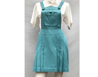 pleated dungaree dress