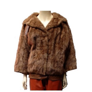 vintage 60s coat // mink coat // MOD coat // fur coat //1960s french Mink Fur and  leather Jacket // size eu 38 -uk 10 - us 6