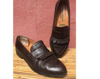 vintage  Robert Clergerie LOAFERS  // 90s leather slip ons // fringed  MOCCASINS // size eu 37.5-uk4-us6