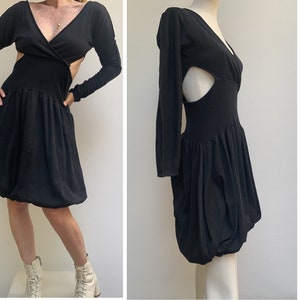 Claude MONTANA 80er Strick schwarzes KLEID 80er französisches Designer Kleid 80er Kleid CutOut Kleid Gr. 38-uk10-us6