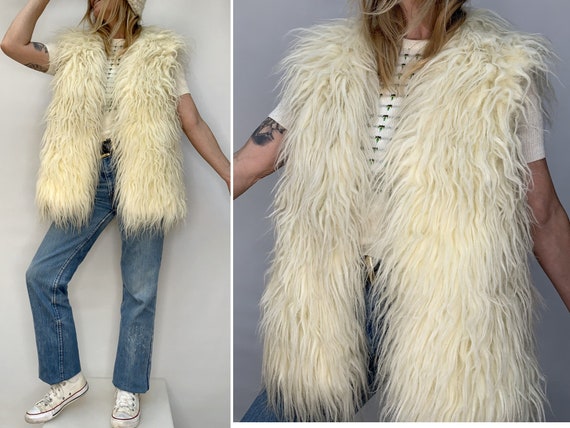 70s vintage wool yeti beige VEST 70s wool waistco