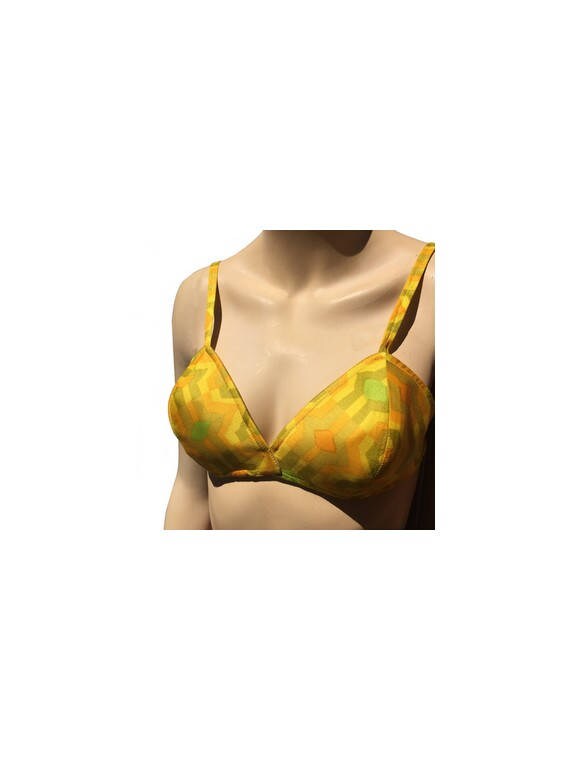 1960s silk Swimwear BRA // 1960s Gogo psychedelic