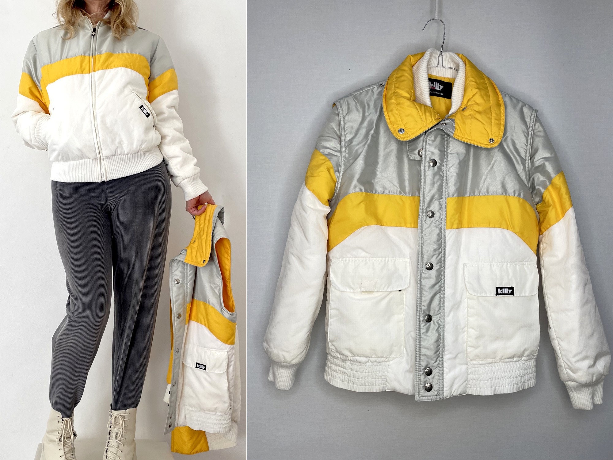 Women Vintage 1960s Killy Ski Jacket and Vest Athletic Sport Outerwear Size fr38-uk10-us6