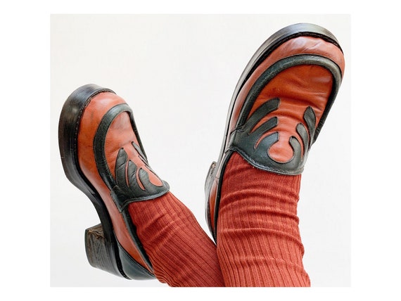 70s vintage leather platform Loafers platforms Mo