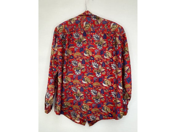 80s Floral oversized Cotton SHIRT blouse buttonne… - image 5