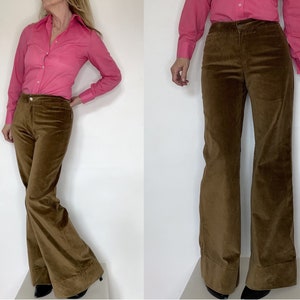 レディース フレア ベルベット 70年代 パンツ ベルボトム レディース トラウザー ミッドウエスト ベルベットパンツ サイズ FR 38-UK10-US6 ウエスト ミッドライズ 29&quot;