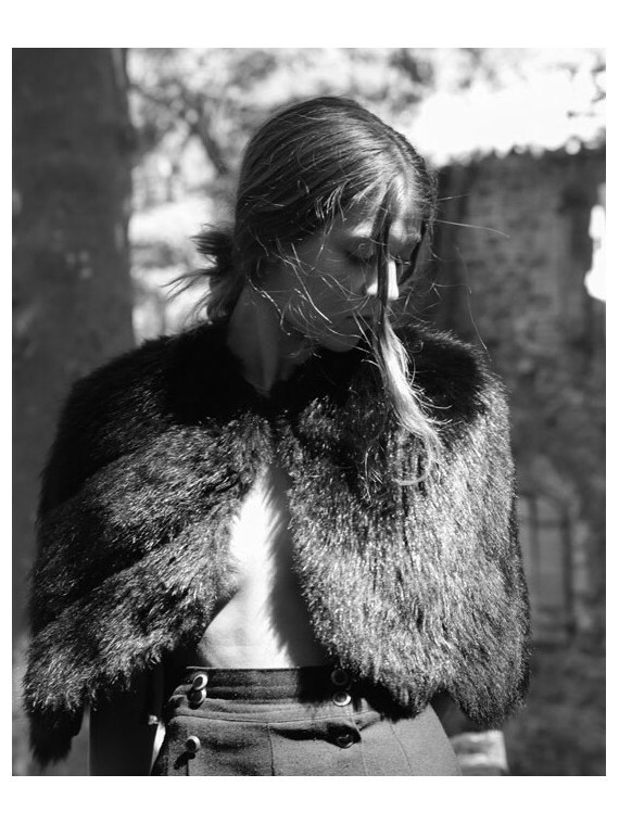 1940s french fur Caplet Stole // 40s fur cape