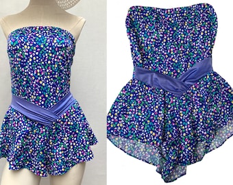 vintage Floral One Piece swimwear / floral swimming Suit / swimming rompers /One-Piece /size eu 40-uk12-us8