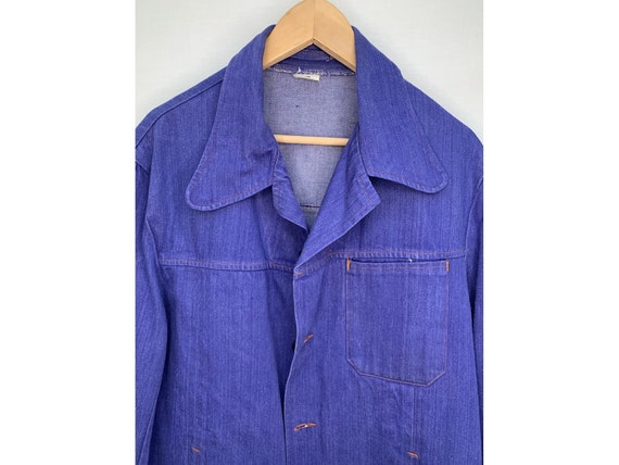 60s 70s CHORE jacket  french  blue work men JACKE… - image 3