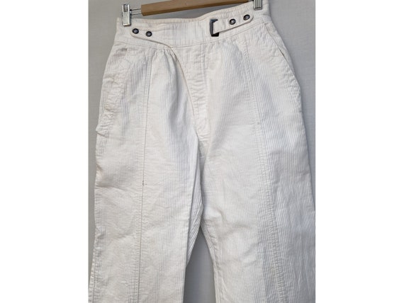 80s high waisted white Corduroy Cotton Tapered PA… - image 5
